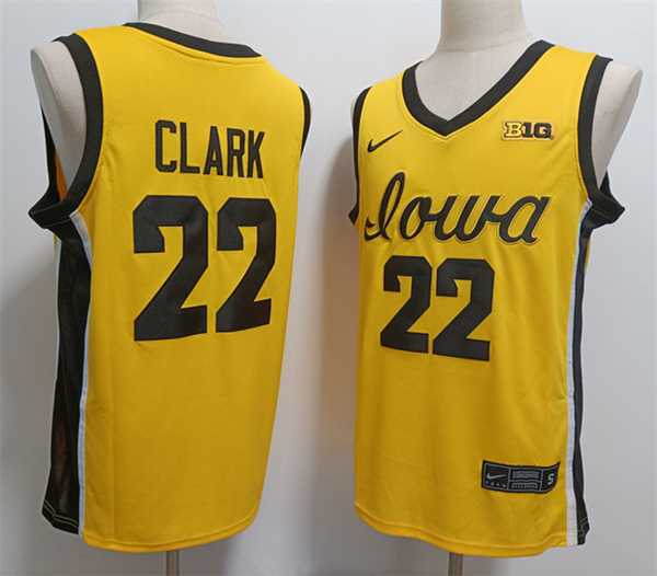 Men%27s Iowa Hawkeyes #22 Caitlin Clark Yellow Stitched Jersey